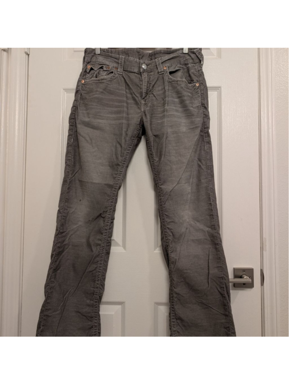 Men's True Religion Ricky Gray Corduroy Pants Waist 34 Straight Leg Streetwear - Picture 5 of 11